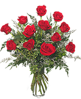 Classic Dozen Roses Red Rose Arrangement